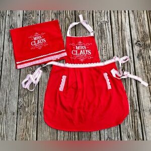 DII Mrs Claus Baked With Love Apron & Kitchen Towel Set Christmas Holiday Baking
